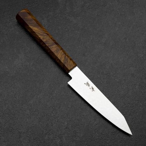 Kiritsuke Petty VG-10 Damas Manche en Bois de Bouleau Jaune Brun 120mm-[Musashi]-[Couteaux de cuisine japonais]