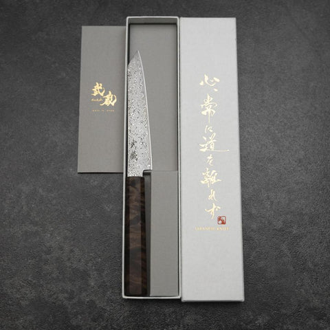 Kiritsuke Petty VG-10 Damas Manche en Bois de Bouleau Marron 135mm-[Musashi]-[Couteaux de cuisine japonais]