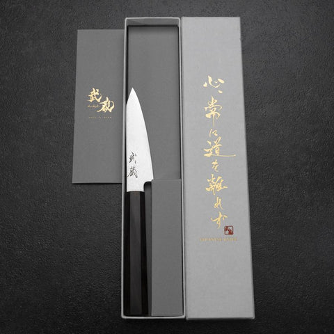 Kiritsuke Petty VG-10 Damas Manche en Ébène 100mm-[Musashi]-[Couteaux de cuisine japonais]
