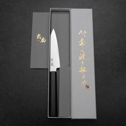 Kiritsuke Petty VG-10 Damas Manche en Ébène 110mm-[Musashi]-[Couteaux de cuisine japonais]