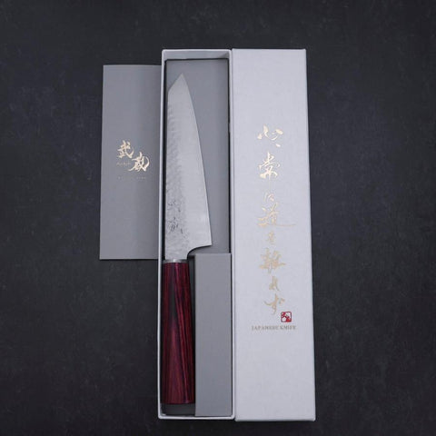 Kiritsuke Petty VG-10 Tsuchime Manche Occidental Rouge 150mm-[Musashi]-[Couteaux de cuisine japonais]