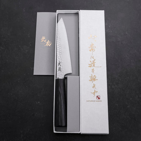 Kiritsuke Petty VG-10 Tsuchime Manche Oval Pourpre 150mm-[Musashi]-[Couteaux de cuisine japonais]
