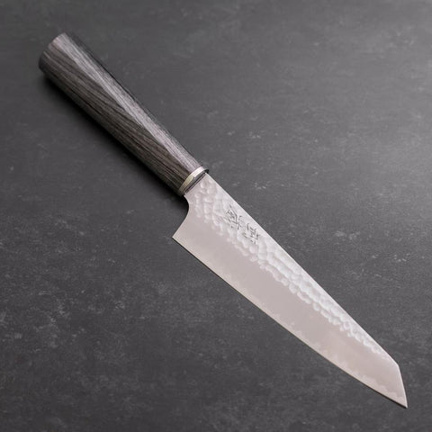 Kiritsuke Petty VG-10 Tsuchime Manche en cerisier anthracite 150mm-[Musashi]-[Couteaux de cuisine japonais]