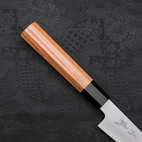 Kiritsuke Petty White Steel #2 Kasumi Manche en Buffle et Bois de Teck 120mm-[Musashi]-[Couteaux de cuisine japonais]