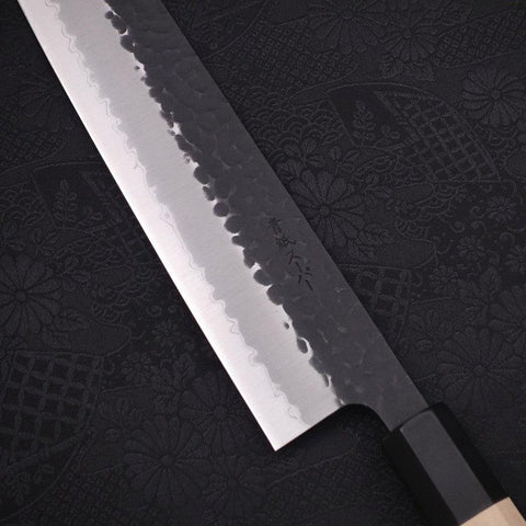 Kiritsuke Revêtement Inox Blue Super Kurouchi Tsuchime Manche en Buffle et Magnolia 240mm-[Musashi]-[Couteaux de cuisine japonais]