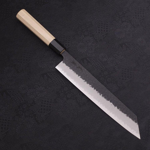 Kiritsuke Revêtement Inox Blue Super Kurouchi Tsuchime Manche en Buffle et Magnolia 240mm-[Musashi]-[Couteaux de cuisine japonais]