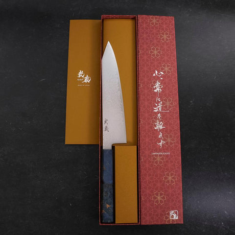 Kiritsuke SG-2 Nickel en Vagues Damas Manche en Érable Bleu 210mm-[Musashi]-[Couteaux de cuisine japonais]