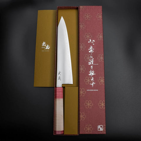 Kiritsuke SG-2 Poli Manche en Érable Rouge 240mm-[Musashi]-[Couteaux de cuisine japonais]