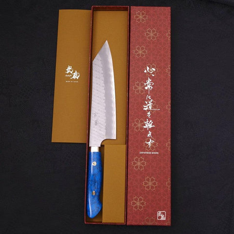 Kiritsuke SG-2 Tsuchime Manche en Turquoise Bleu 200mm-[Musashi]-[Couteaux de cuisine japonais]