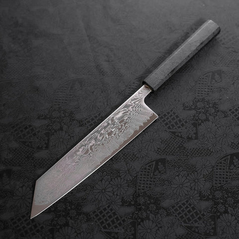 Kiritsuke SLD Nickel en Vagues Damas Manche Ishime Urushi Noir 210mm-[Musashi]-[Couteaux de cuisine japonais]