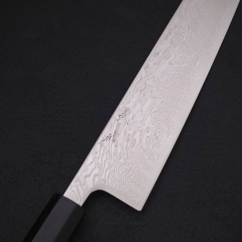 Kiritsuke SLD Vagues Nickel Damas Manche en Buffle et Ébène 210mm-[Musashi]-[Couteaux de cuisine japonais]