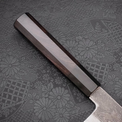 Kiritsuke Santoku Blue Steel #1 Kurouchi Suminagashi Manche en Buffle et Ébène 170mm-[Musashi]-[Couteaux de cuisine japonais]