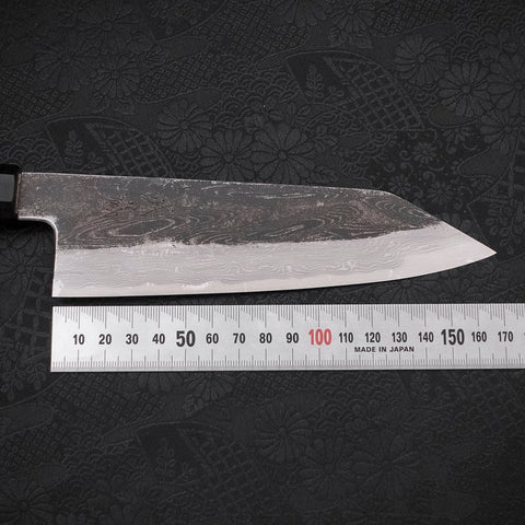 Kiritsuke Santoku Blue Steel #1 Kurouchi Suminagashi Manche en Buffle et Ébène 170mm-[Musashi]-[Couteaux de cuisine japonais]