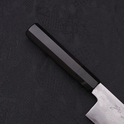 Kiritsuke Santoku Blue Steel #1 Suminagashi Manche en Buffle et Ébène 170mm-[Musashi]-[Couteaux de cuisine japonais]