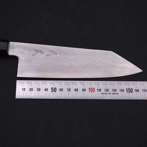 Kiritsuke Santoku Blue Steel #1 Suminagashi Manche en Buffle et Ébène 170mm-[Musashi]-[Couteaux de cuisine japonais]