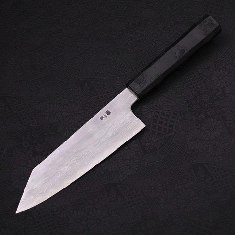Kiritsuke Santoku Blue Steel #1 Suminagashi Manche en Ishime Noir 170mm-[Musashi]-[Couteaux de cuisine japonais]