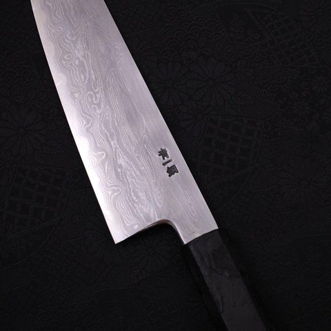 Kiritsuke Santoku Blue Steel #1 Suminagashi Manche en Ishime Noir 170mm-[Musashi]-[Couteaux de cuisine japonais]