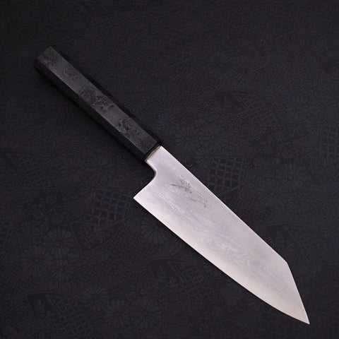 Kiritsuke Santoku Blue Steel #1 Suminagashi Manche en Ishime Noir 170mm-[Musashi]-[Couteaux de cuisine japonais]
