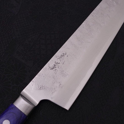 Kiritsuke Santoku Blue Steel #2 Nashiji Stainless Clad Western Handle 195mm (7.7”)-[Musashi]-[Couteaux de cuisine japonais]