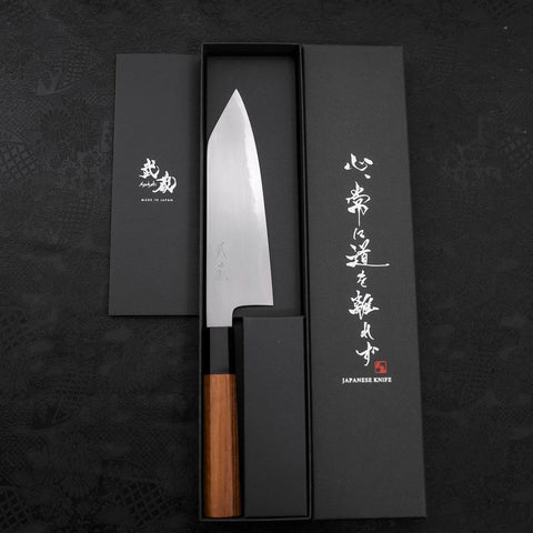 Kiritsuke Santoku White steel #2 Kasumi Manche en Buffle et Bois de Teck 180mm-[Musashi]-[Couteaux de cuisine japonais]