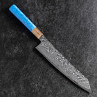 Kiritsuke Silver Steel #3 Nickel Damas Manche en Buffle et Turquoise 230mm-[Musashi]-[Couteaux de cuisine japonais]