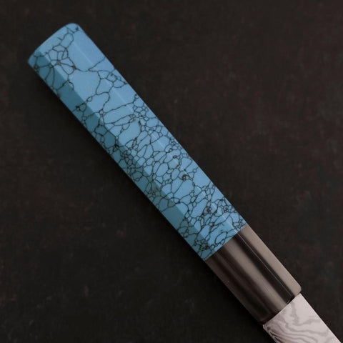 Kiritsuke Silver Steel #3 Nickel en Vagues Damas Manche en Buffle et Turquoise 210mm-[Musashi]-[Couteaux de cuisine japonais]