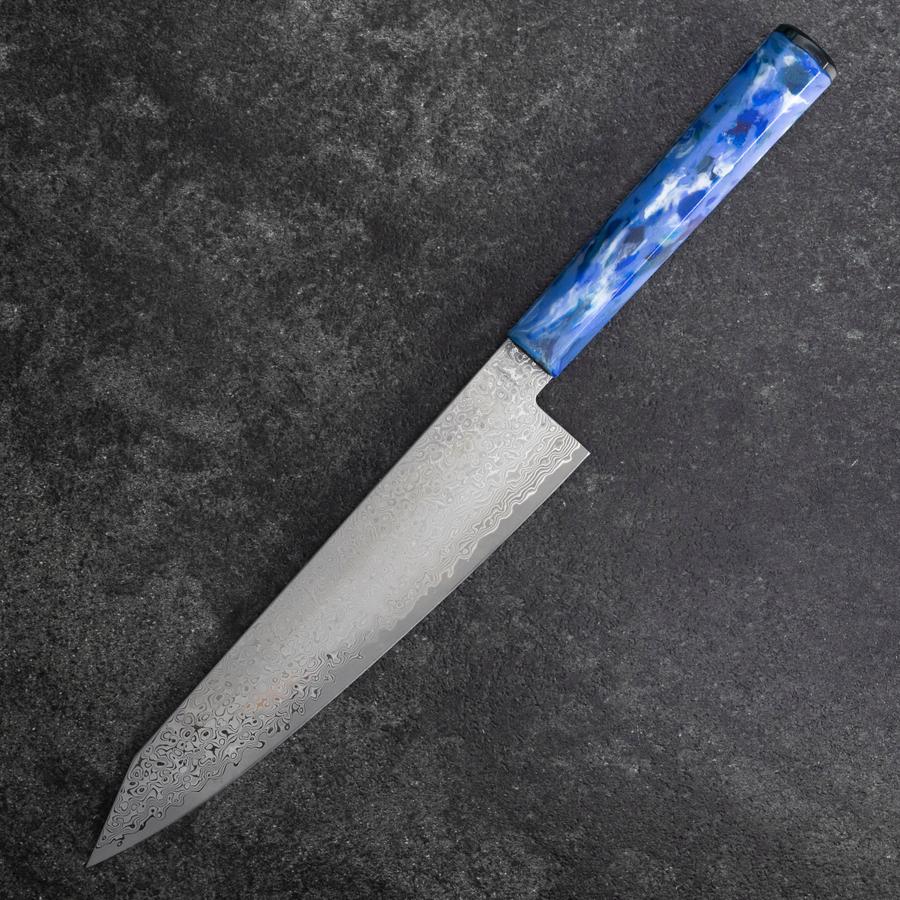 Kiritsuke VG-10 Damascus Ocean Blue Handle 210mm (8.3”)-[Musashi]-[Japanese-Kitchen-Knives]