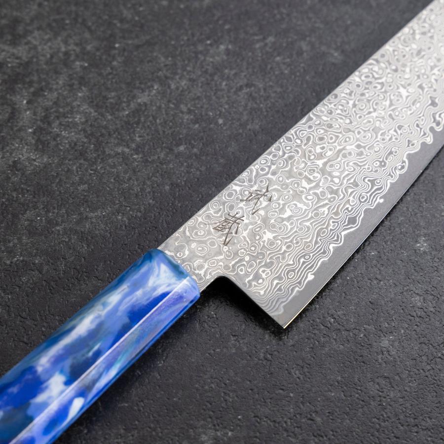 Kiritsuke VG-10 Damascus Ocean Blue Handle 210mm (8.3”)-[Musashi]-[Japanese-Kitchen-Knives]