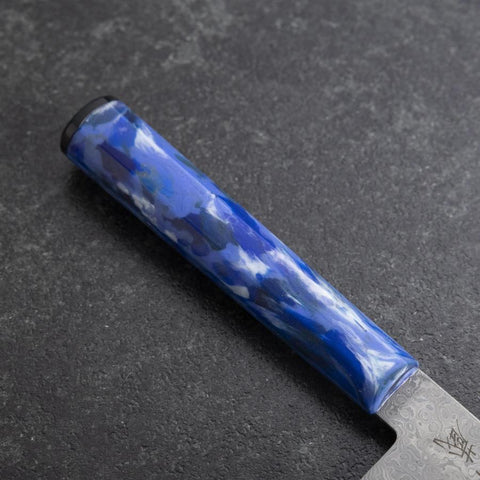 Kiritsuke VG-10 Damascus Ocean Blue Handle 210mm (8.3”)-[Musashi]-[Japanese-Kitchen-Knives]