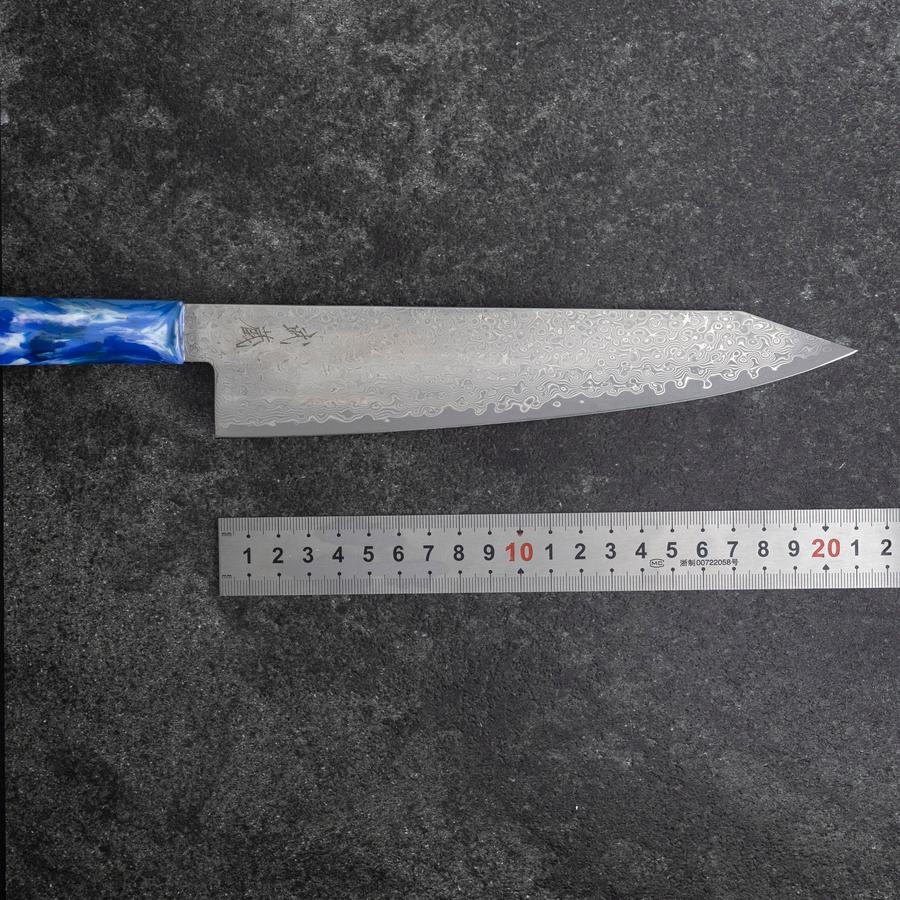 Kiritsuke VG-10 Damascus Ocean Blue Handle 210mm (8.3”)-[Musashi]-[Japanese-Kitchen-Knives]