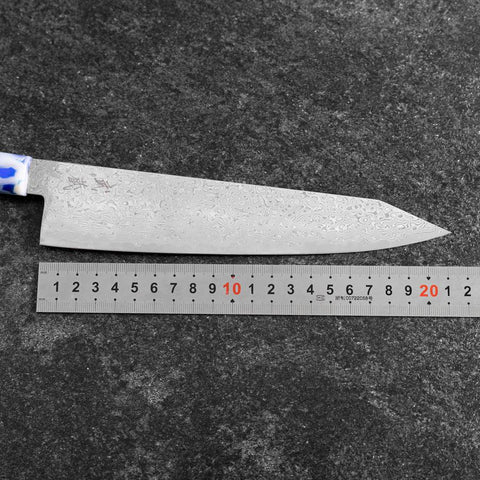 Kiritsuke VG-10 Damas Manche Océan Mix Bleu et Blanc 210mm-[Musashi]-[Couteaux de cuisine japonais]