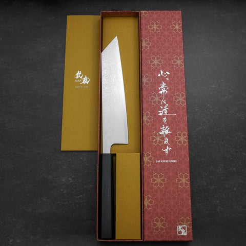 Kiritsuke VG-10 Damas Manche Urushi Bleu Foncé 210mm-[Musashi]-[Couteaux de cuisine japonais]