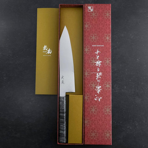 Kiritsuke VG-10 Damas Manche en Bois de Bouleau Gris 210mm-[Musashi]-[Couteaux de cuisine japonais]