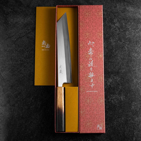 Kiritsuke White Steel #1 Poli Manche Yaki Urushi 240mm-[Musashi]-[Couteaux de cuisine japonais]