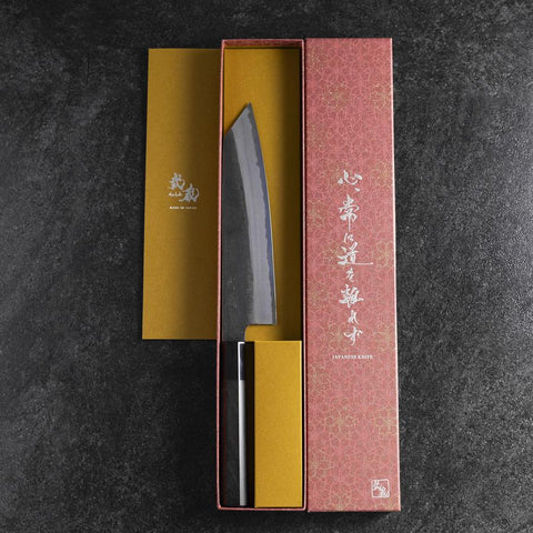 Kiritsuke White Steel #2 Kurouchi Manche en Buffle et Ébène 200mm-[Musashi]-[Couteaux de cuisine japonais]