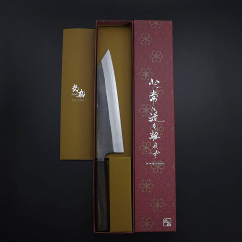 Kiritsuke White Steel #2 Kurouchi Nashiji Manche en Frêne 210mm-[Musashi]-[Couteaux de cuisine japonais]