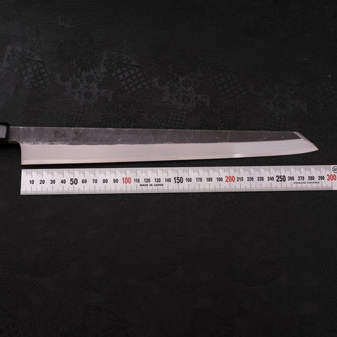 Kiritsuke Yanagiba Blue Steel #2 Kurouchi Manche en Buffle et Bois de Wengé 300mm-[Musashi]-[Couteaux de cuisine japonais]