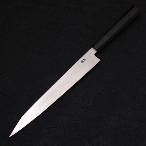Kiritsuke Yanagiba Silver Steel #3 Kasumi Manche en Buffle et Ébène 240mm-[Musashi]-[Couteaux de cuisine japonais]