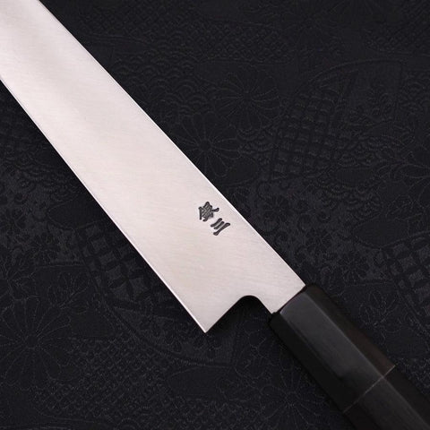 Kiritsuke Yanagiba Silver Steel #3 Kasumi Manche en Buffle et Ébène 240mm-[Musashi]-[Couteaux de cuisine japonais]