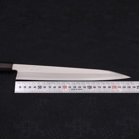 Kiritsuke Yanagiba Silver Steel #3 Kasumi Manche en Buffle et Ébène 240mm-[Musashi]-[Couteaux de cuisine japonais]