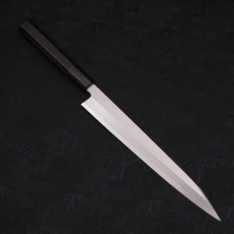 Kiritsuke Yanagiba Silver Steel #3 Kasumi Manche en Buffle et Ébène 240mm-[Musashi]-[Couteaux de cuisine japonais]