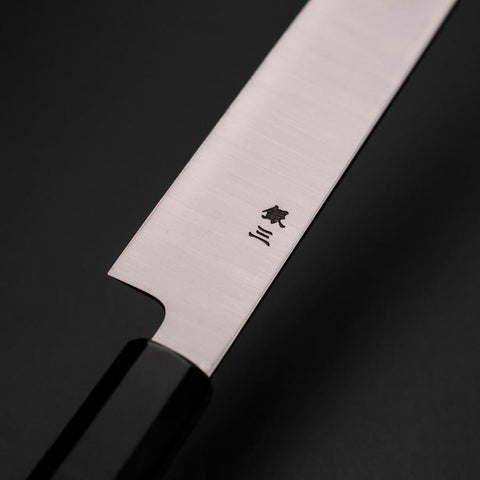 Kiritsuke Yanagiba Silver Steel #3 Kasumi Manche en Buffle et Ébène 270mm-[Musashi]-[Couteaux de cuisine japonais]