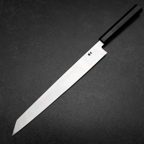 Kiritsuke Yanagiba Silver Steel #3 Kasumi Manche en Buffle et Ébène 300mm-[Musashi]-[Couteaux de cuisine japonais]