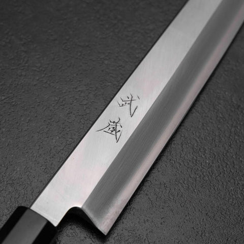 Kiritsuke Yanagiba Silver Steel #3 Kasumi Manche en Buffle et Ébène 300mm-[Musashi]-[Couteaux de cuisine japonais]