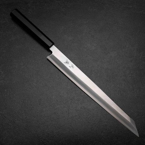Kiritsuke Yanagiba Silver Steel #3 Kasumi Manche en Buffle et Ébène 300mm-[Musashi]-[Couteaux de cuisine japonais]