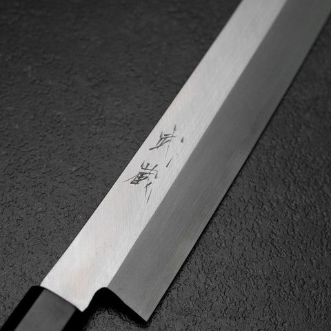 Kiritsuke Yanagiba Silver Steel #3 Kasumi Manche en Buffle et Ébène 300mm (Sori)-[Musashi]-[Couteaux de cuisine japonais]