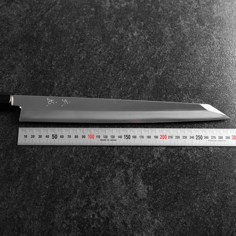 Kiritsuke Yanagiba Silver Steel #3 Kasumi Manche en Buffle et Magnolia 300mm-[Musashi]-[Couteaux de cuisine japonais]