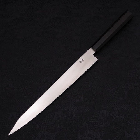 Kiritsuke Yanagiba Silver Steel #3 Poli Manche en Buffle et Ébène 270mm-[Musashi]-[Couteaux de cuisine japonais]