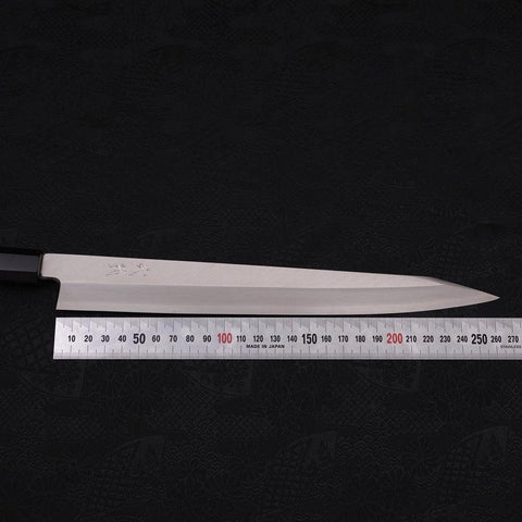 Kiritsuke Yanagiba Silver Steel #3 Poli Manche en Buffle et Ébène 270mm-[Musashi]-[Couteaux de cuisine japonais]