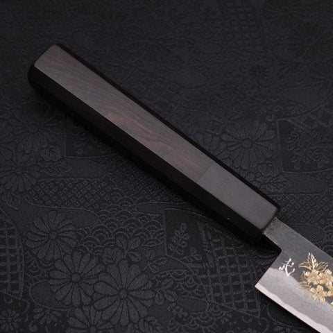 Koyanagi Blue Steel #2 Kurouchi Chokin Sakura Buffalo Ebony Handle 135mm (5.3”)-[Musashi]-[Japanese-Kitchen-Knives]